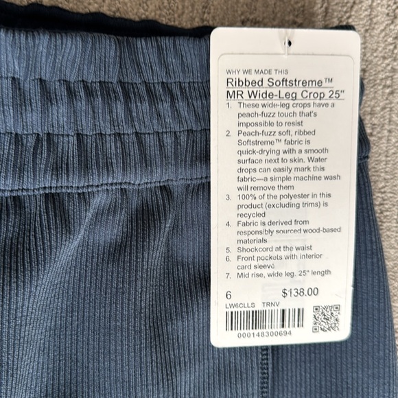Lululemon Ribbed Softstreme Mid Rise Wide Leg Crop 25” - Picture 8 of 11